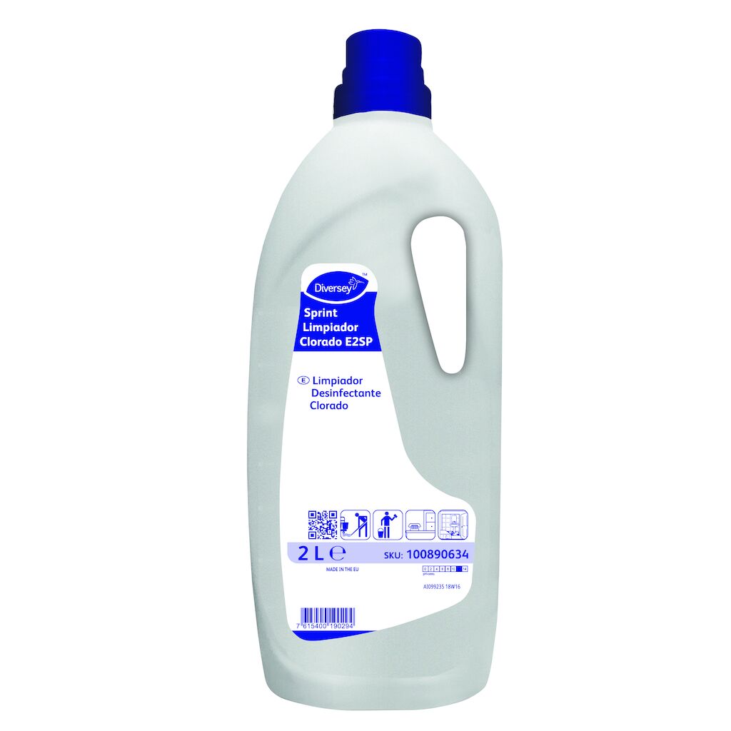 Sprint Limpiador Clorado E2SP 6x2L - Limpiador desinfectante clorado para todo tipo de superficies resistentes al agua