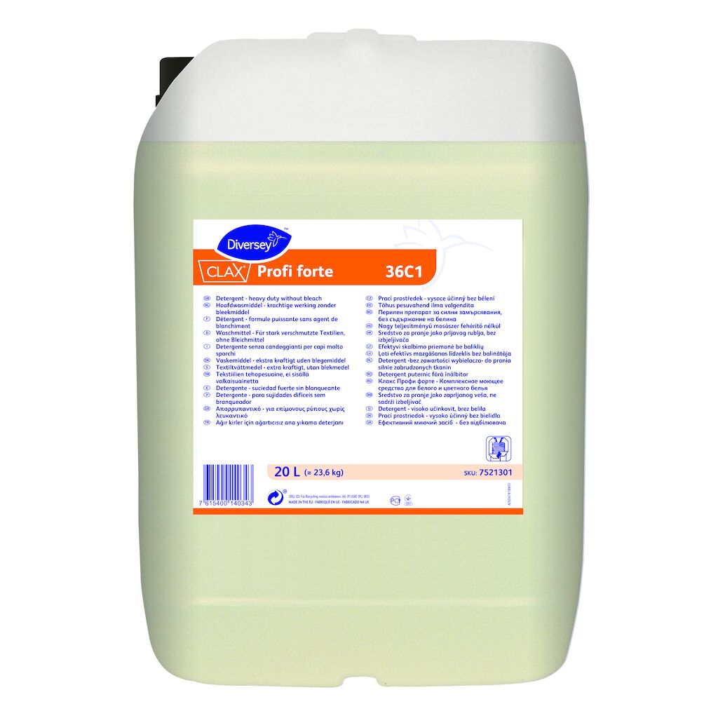 Clax Profi forte 36C1 20L - Detergente suciedad fuerte para lavado de ropa blanca y de color